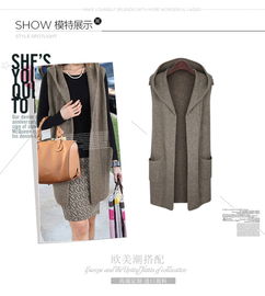 施悅名2019歐美新款秋冬毛織 胖mm加大碼女裝中長款帶帽毛衣馬夾開衫潮人堂