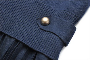 法米姿 新款圓領氣質收腰顯瘦拼接毛織網紗針織假兩件連衣裙98367